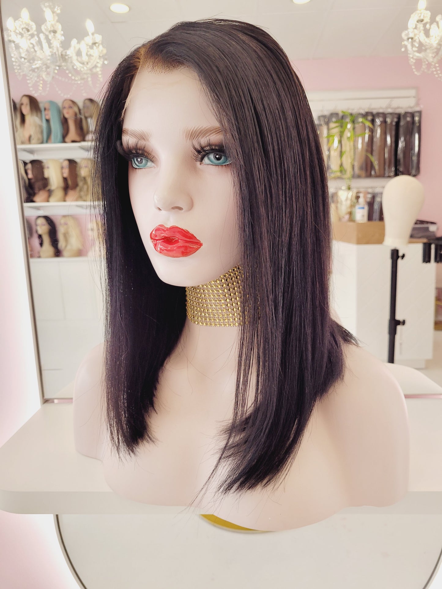 CELINE,A Blend of Classic Sophistication and Modern Flair, Natural Black Lace Front Wig