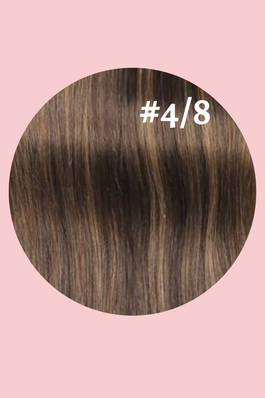#4/8 Dark Brown and Light Golden Brown Mix 20' CLIP-IN EXTENSIONS